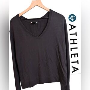 Athleta Black V-Neck Sweatshirt